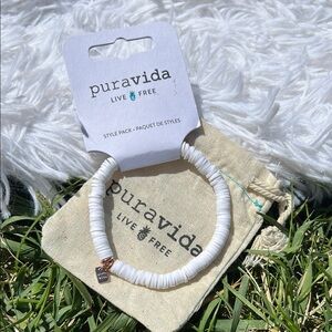 Pura Vida White Pastel Disc Stretch Bracelet NEW!